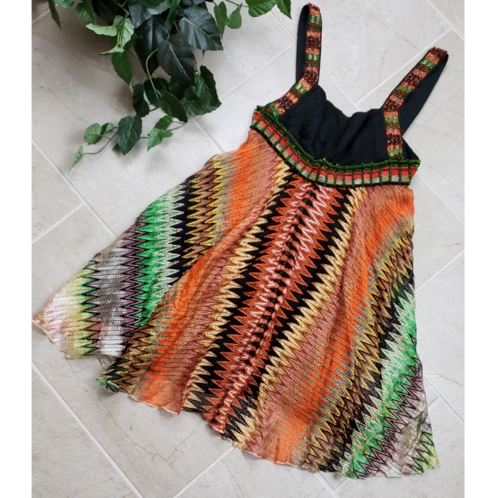 MISSONI (Italy) Beaded Multi-Color Mini Dress